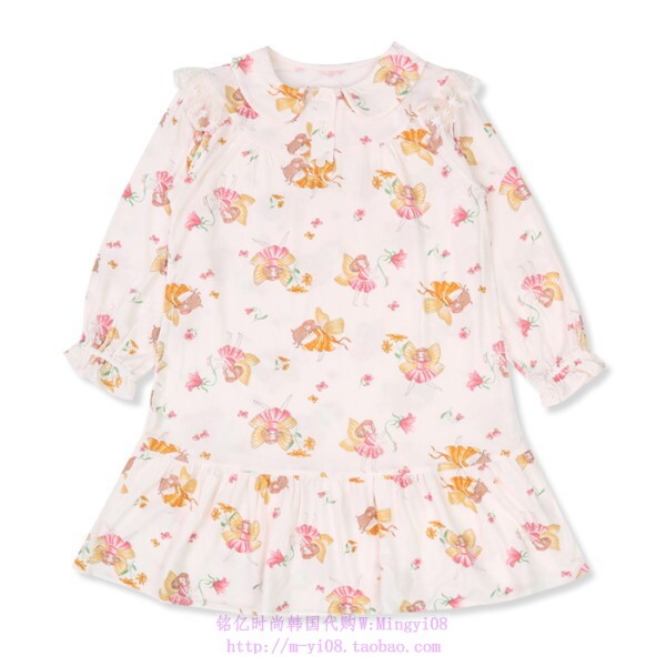 organic mom有机妈妈韩国代购2024春秋女童蝴蝶精灵家居裙110-150