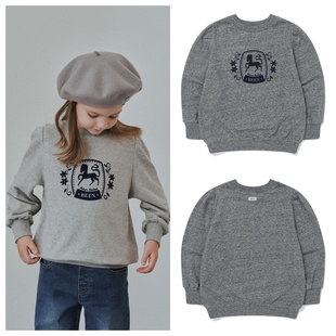 100 T恤童装 165 2025秋春儿童灰色圆领套头长袖 been韩国直邮代购