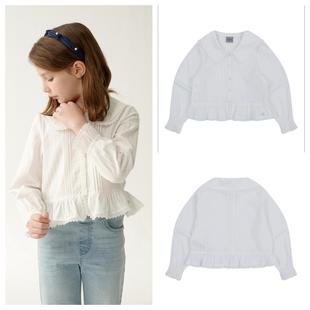 100 been韩国直邮代购 上衣童装 衬衫 165 2025春秋儿童白色时髦长袖