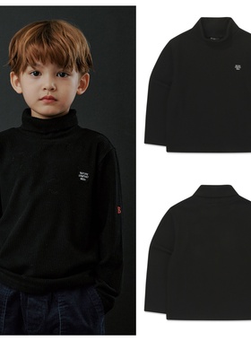 been韩国直邮代购2025秋春儿童黑色高领套头长袖T恤童装100-165