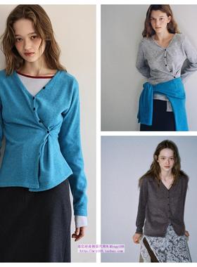 韩国andneeds直邮代购2024秋冬长袖减龄别致开衫休闲短款外套上衣