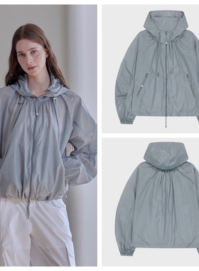 韩国afterhours直邮代购2025春秋女装轻透薄防风连帽时尚短款外套
