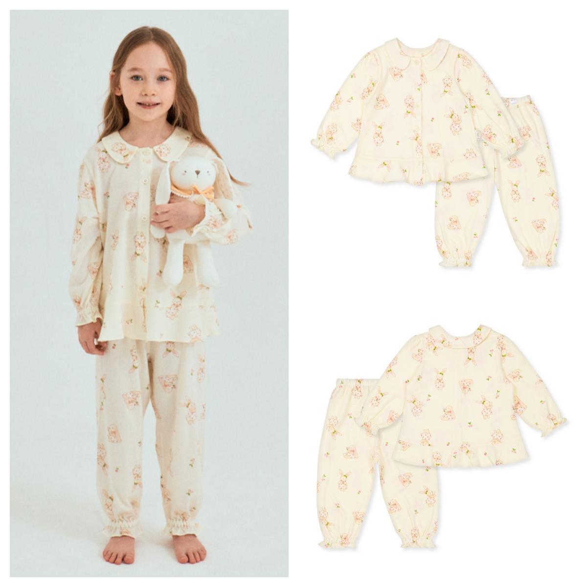 organic mom有机妈妈韩国代购2025春秋儿童兔子家居套装100-150