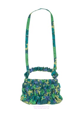 been韩国代购2023春秋儿童女孩绿色时尚花朵褶皱单肩背包可爱包包