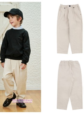 been韩国直邮代购2024秋春儿童中大童浅米休闲长裤童装100-165