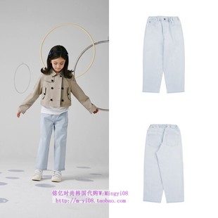 110 童装 165 2024春秋男女儿童天蓝水洗休闲牛仔长裤 been韩国代购