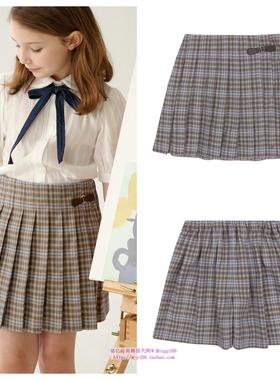 been韩国直邮代购2025春秋儿童中大童米色格子裙裤童装100-165