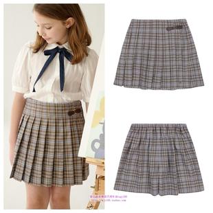 100 童装 165 2025春秋儿童中大童米色格子裙裤 been韩国直邮代购