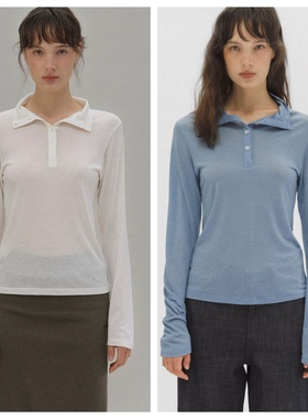 韩国andneeds直邮代购2025春秋女装百搭时尚修身薄透长袖T恤上衣