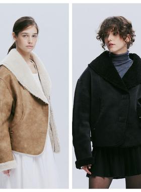 韩国AFTERHOURS直邮代购2024春秋女装利害攸关显瘦复古短款外套