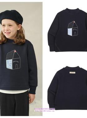 been韩国直邮代购2024秋冬儿童海军蓝拉绒套头长袖T恤童装100-165