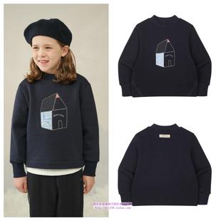 100 T恤童装 165 2024秋冬儿童海军蓝拉绒套头长袖 been韩国直邮代购