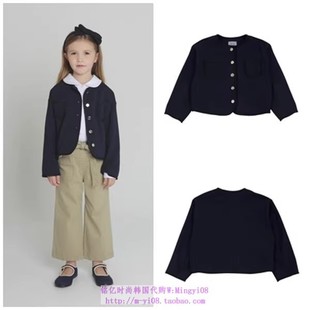 110 小外套童装 165 2023春秋儿童海军蓝女孩圆领开衫 been韩国代购