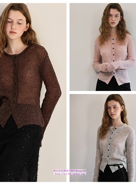 韩国andneeds直邮代购2024秋冬女装羊驼毛针织开衫毛衣休闲上衣