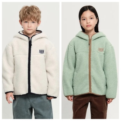 marithe kids韩国直邮代购2025秋春男女童抓绒连帽外套100-150
