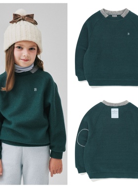 been韩国直邮代购2025秋冬儿童绿色圆领套头长袖T恤童装100-165