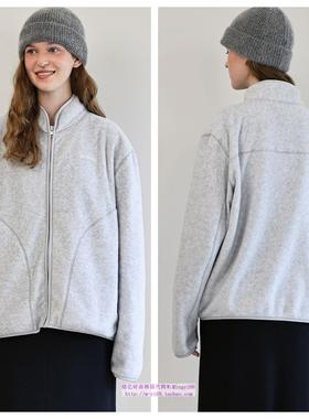 韩国andneeds直邮代购2024秋冬长袖抓绒休闲开衫休闲短款外套上衣