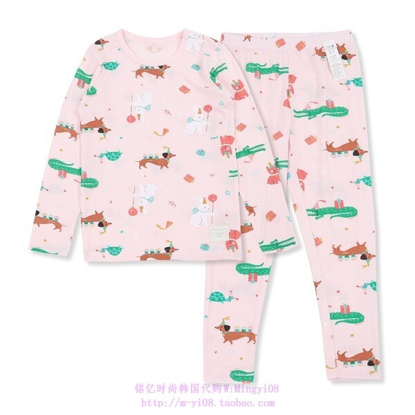 organic mom有机妈妈韩国代购2024春秋儿童动物家居套装100-150