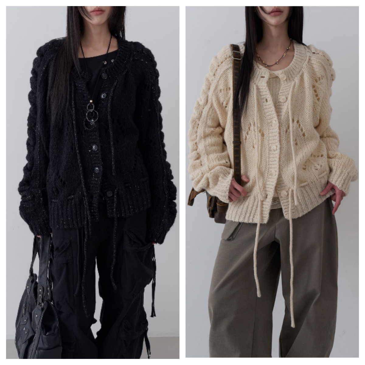 韩国lowear直邮代购2025春秋女装针织开衫百搭时尚休闲外套上衣