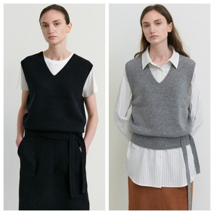 时尚 2025春秋女装 休闲V领针织马甲背心 around直邮代购 韩国step