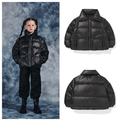 bluetail韩国代购2025冬儿童黑色保暖休闲短款羽绒服外套130-175