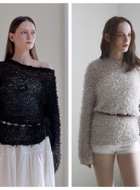 韩国AFTERHOURS直邮代购2024春秋女装慵懒风透感针织毛衣休闲上衣