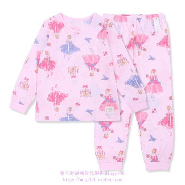 organic mom有机妈妈韩国代购2024春秋儿童粉色家居套装110-150