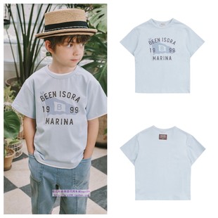 110 T恤童装 165 2024夏儿童天蓝字母圆领套头休闲短袖 been韩国代购