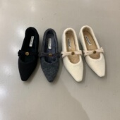 内增高蝴蝶结尖头单鞋 女2025新款 浅口毛毛鞋 法式 温柔风百搭仙女鞋