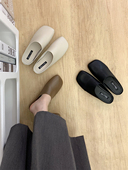 温柔风半拖女平底包头软皮穆勒鞋 博肯凉拖 舒适外穿小众圆头奶奶鞋