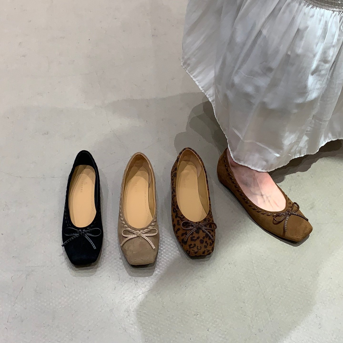 2025年秋新款法式气质单鞋仙女风蝴蝶结绒面软底软面一脚蹬豆豆鞋,女鞋,浅口单鞋,淘宝优惠券,粉丝福利购,淘宝优惠卷