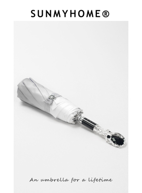 SUNMYHOME®黑宝石烟灰色渐变雨伞水晶紫罗兰折叠女轻奢晴雨两用伞