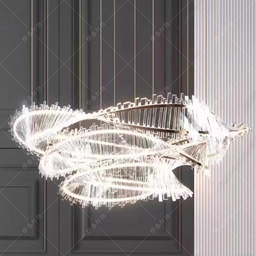 现代轻奢餐厅设计师圆环吊灯