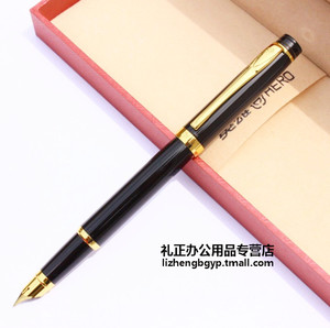 包邮正品HERO/英雄钢笔3802纯黑丽雅金夹学生钢笔 公司礼品墨水笔