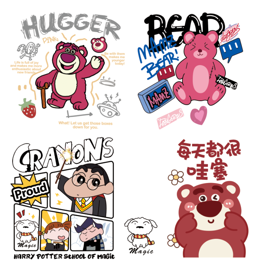 蜡笔小新字母柯式印花图案服装辅料a级过粉热转印烫图烫画贴