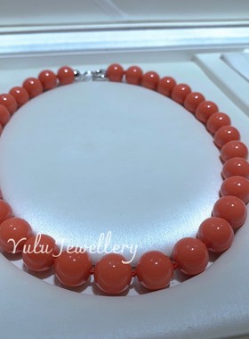 母贝珍珠珊瑚红色锁骨项链