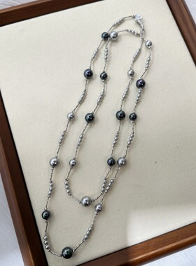 母贝仿珍珠大小间隔花式毛衣链