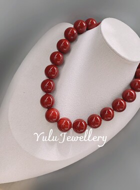 母贝仿珍珠20mm中国红项链