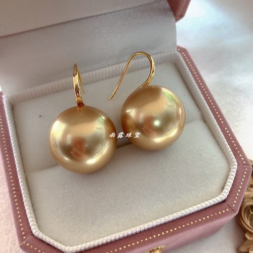 母贝珍珠茶金色高跟鞋耳环经典女
