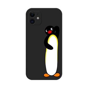 可爱恶搞pingu黑企鹅适用苹果16promax手机壳iphone15透明全包14软13xr液态硅胶12华为oppo小米vivo女简约
