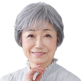 中老年妈妈假发 花白色老太太专用假发套 真头发白发老奶奶假发