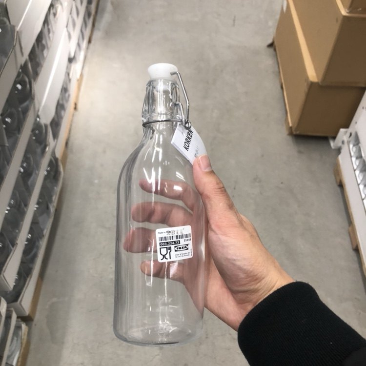 宜家考肯密封玻璃瓶子0.5升泡酒瓶酿酒用密封酒坛500毫升微瑕疵