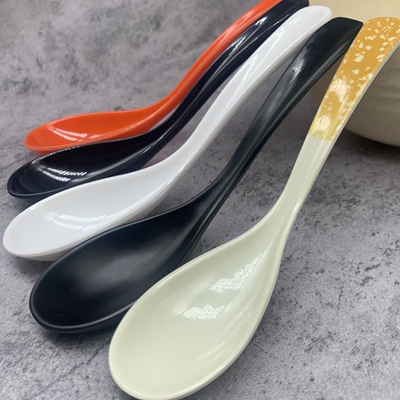 密胺纯色勺子长柄大号汤勺喝汤家用仿瓷功夫勺塑料勺子餐饮商用匙