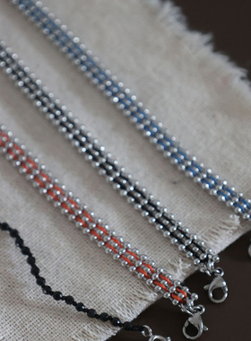 夏日编织手链红蓝黑三色韩系轻奢