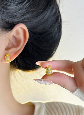 新中式中国风红色葫芦玉髓2025新款气质中国风耳饰S925银针古法