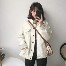 简约纯色百搭休闲减龄宽松夹克学生潮 牛仔外套女春秋港味复古时尚