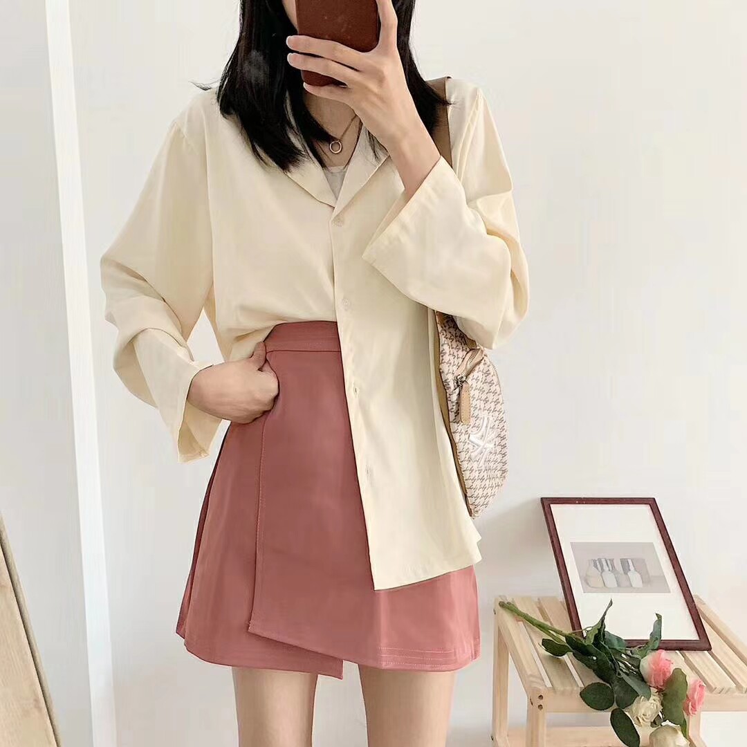 Female half-length skirt 2019 Autumn Korean Edition new pattern lady temperament Show thin Irregular Retro Self cultivation Paige Leather skirtin the Women's clothing/Boutique , Skirts  category - from Buy2taobao.com to provide professional Taobao agent buy service