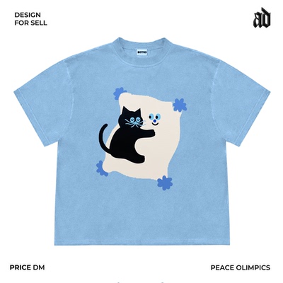 斑驳设计师工作室！小领口设计可爱童趣青春夏天甜美插画圆领T恤