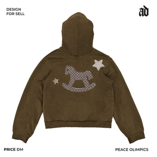 贴布remake！小众手工立体拼接童趣摇摇马连帽卫衣街头视觉系