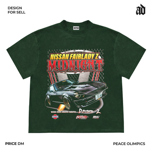 Mottled斑驳 美式复古重磅250克 nissan fairilady z复古赛车短袖